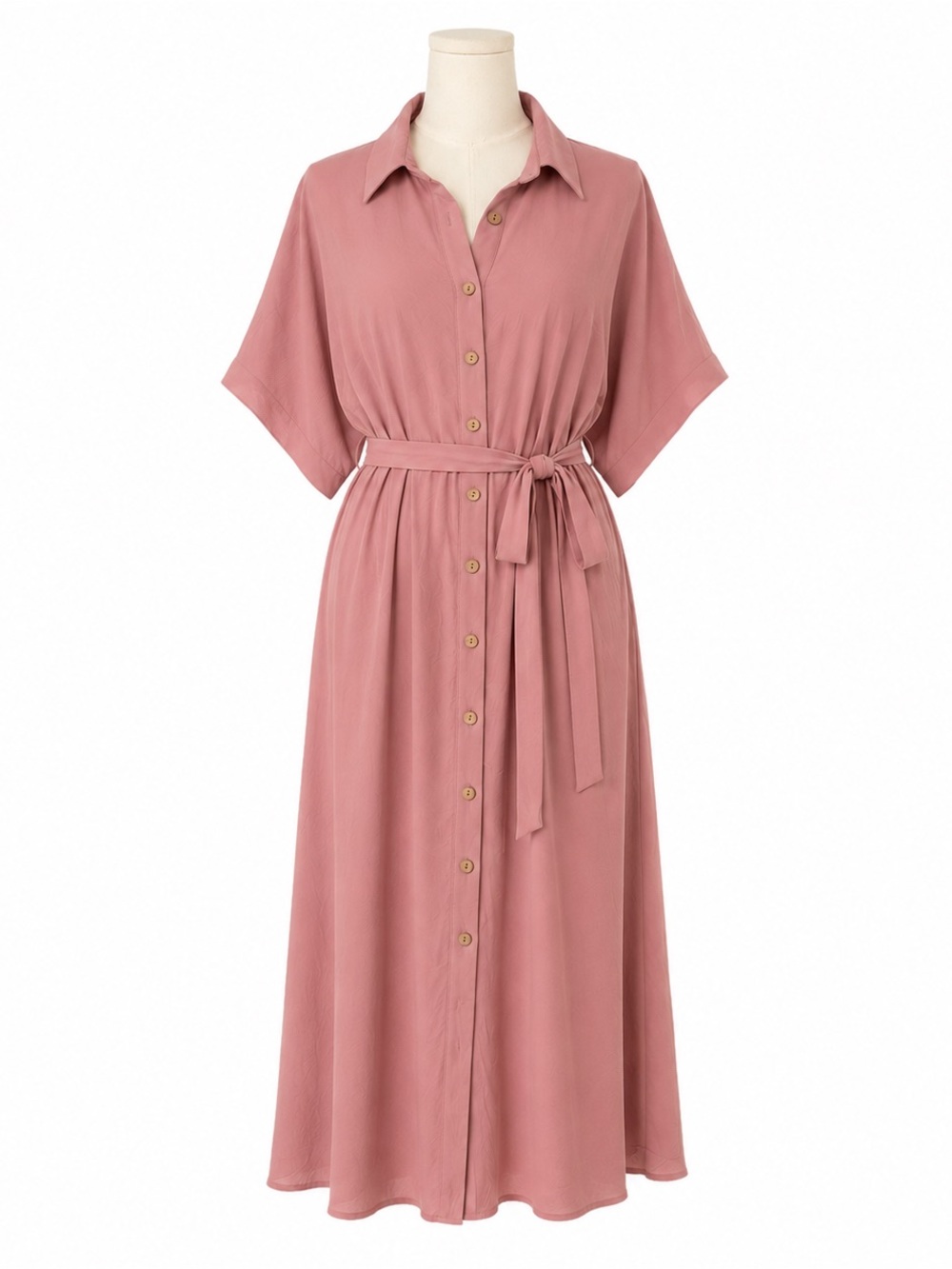 Oddi Blush Coral Airflow Button Front Midi Dress | 1X | NWT